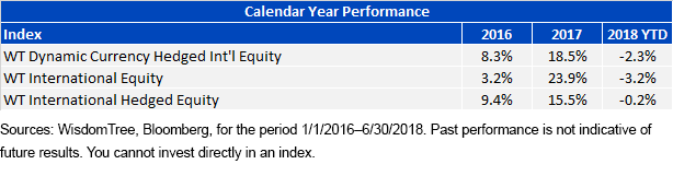 Calendar Year Perf WT Intl Index